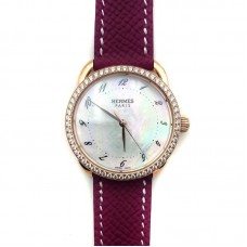 Arceau Rose Gold with Diamond Bezel on Violet Epsom Leather Strap