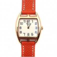 Cape Cod Tonneau Rose Gold on Orange Epsom Leather Strap