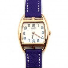 Cape Cod Tonneau Rose Gold on Purple Epsom Leather Strap