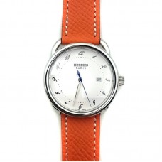 Arceau Steel on Orange Epsom Leather Strap